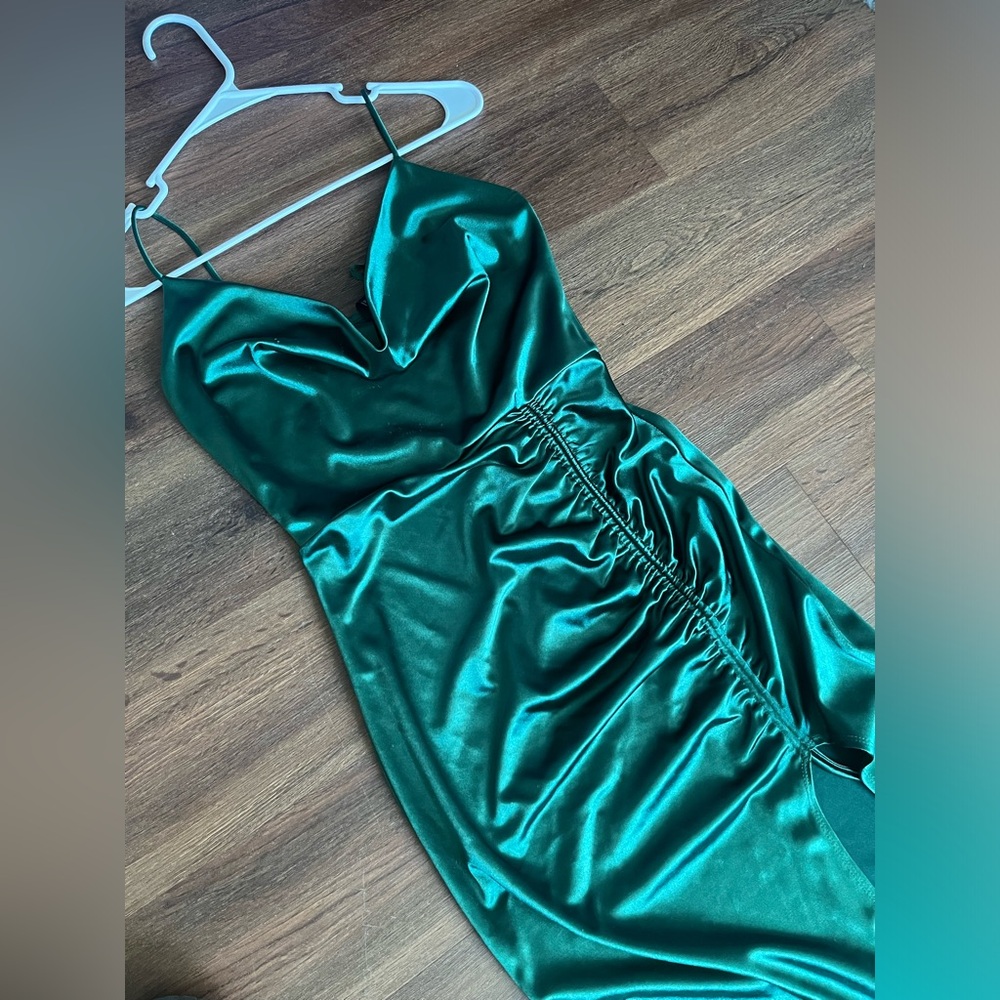 Dark Green Satin Dress
